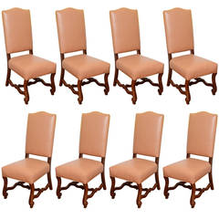 Set of Eight Louis XIII Style Walnut Dining Chairs