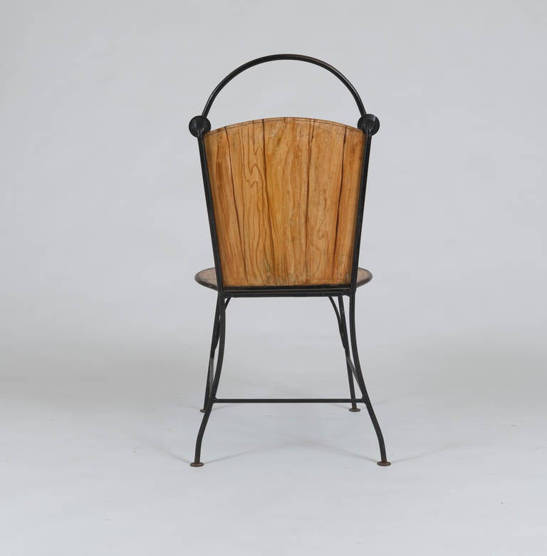 20th Century John Vesey Trompe L'oeil Hand-Painted Iron Side Chair