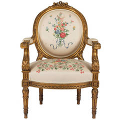 French Louis Philippe Giltwood Fauteuil