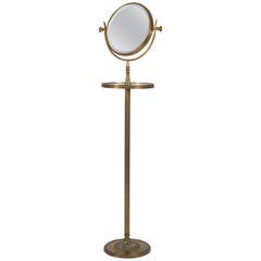 Edwardian Brass and Marble Shaving Mirror on Stand