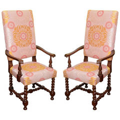 Pair of Renaissance Revival Walnut Armchairs