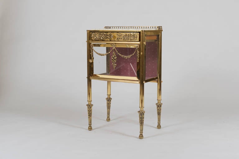 British Edwardian Brass, Marble and Glass Vanity Stand