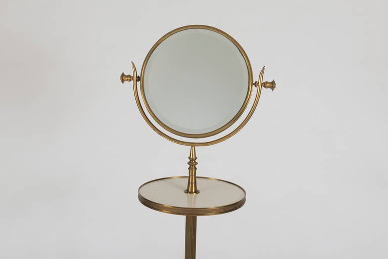 20th Century Edwardian Brass and Marble Shaving Mirror on Stand