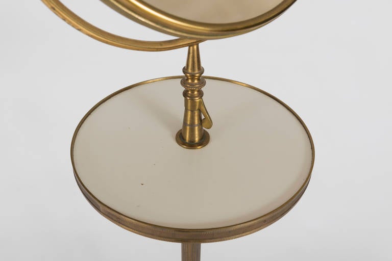 Edwardian Brass and Marble Shaving Mirror on Stand 3