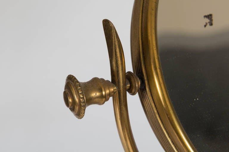 Edwardian Brass and Marble Shaving Mirror on Stand 4