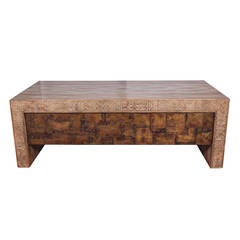 Maitland-Smith Lacquer and Brass Patchwork Console Table