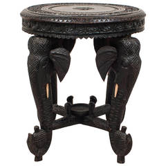 Antique 19th Century Anglo-Indian Ebonized Teak Elephant Side Table