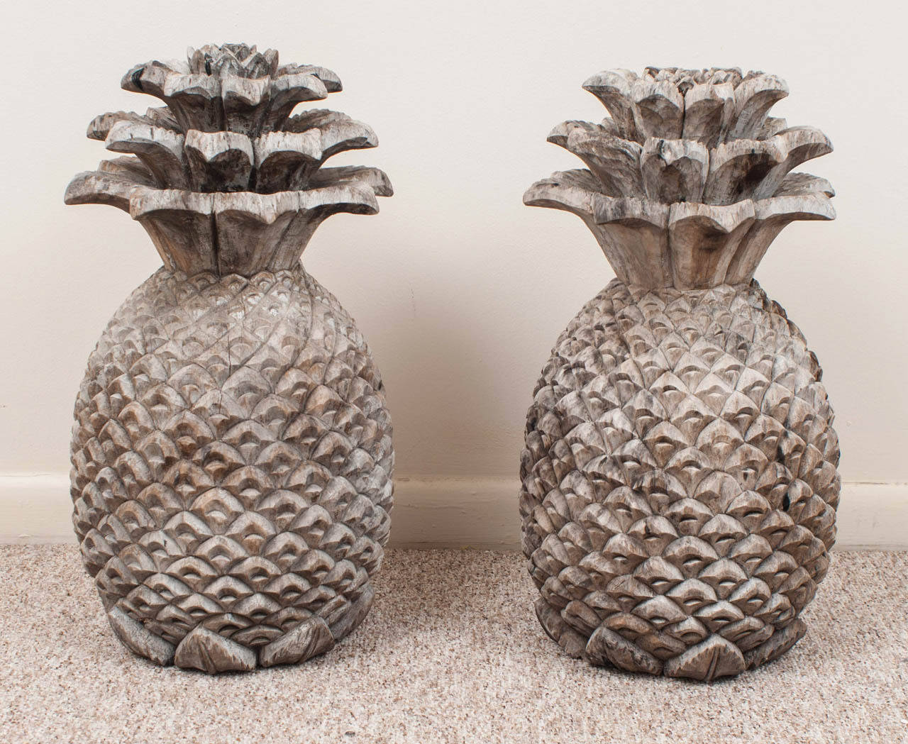 Beautifully carved wood with weathered patina.