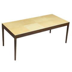 Modern Iron Coffee Table with Parchment Top 11