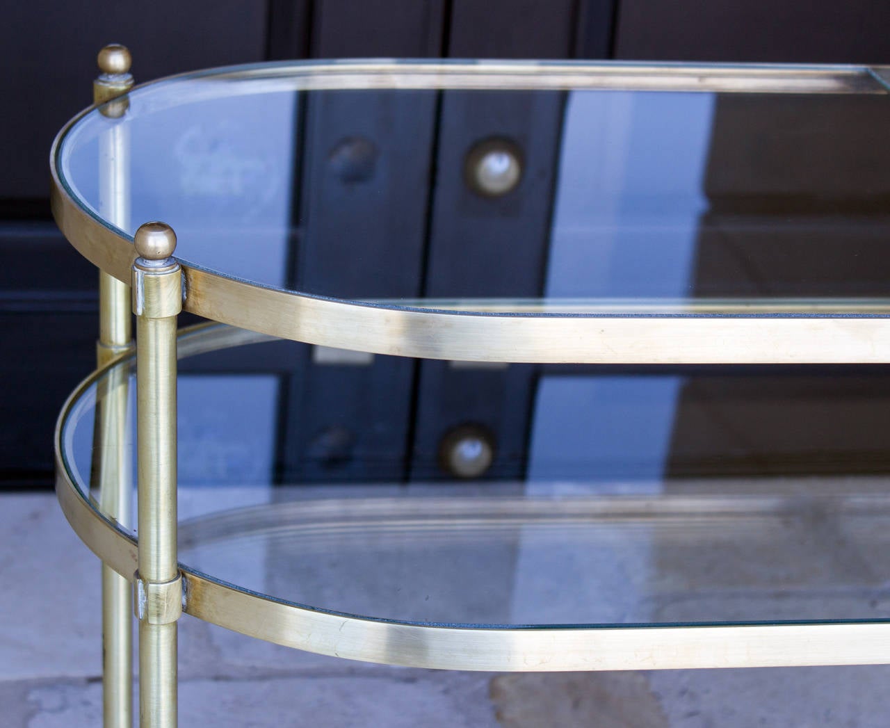 North American Three-Tier Mid-Century Brass Bar Cart, circa 1950
