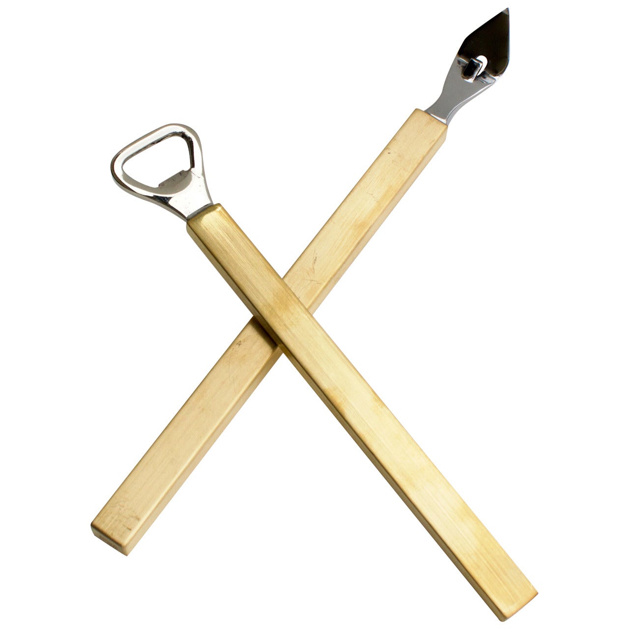 Pair of Danish Modern Brass Bar Tools For Sale