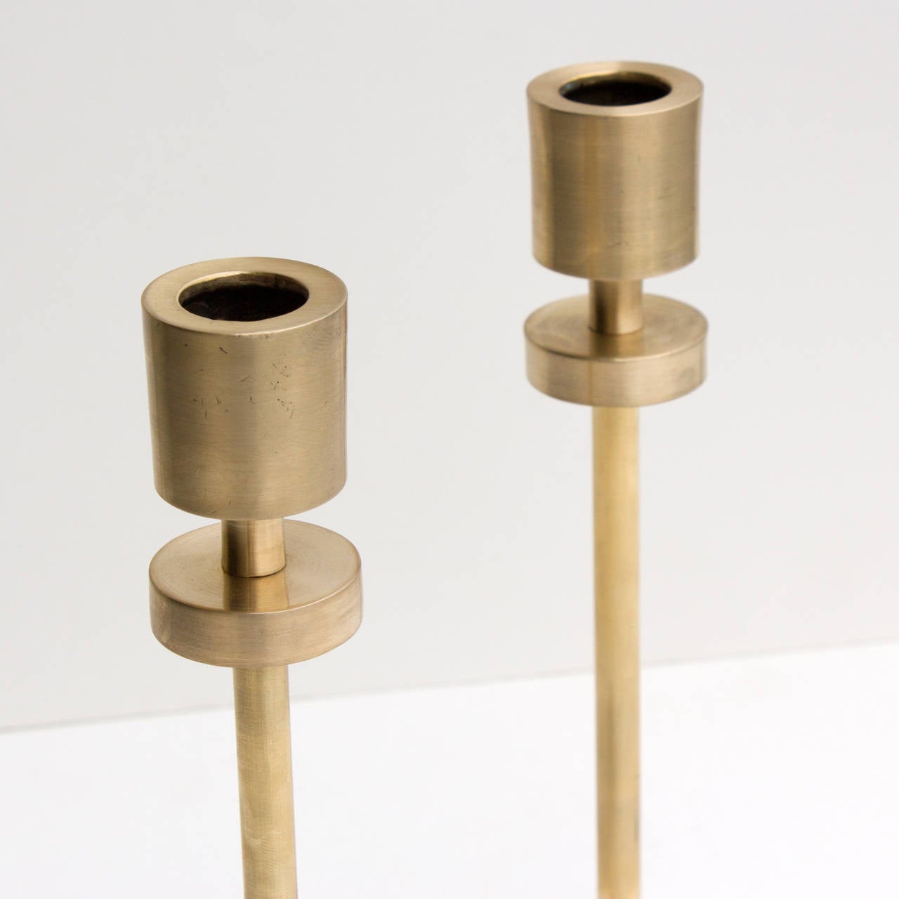 Mid-Century Modern Pair of Mid-Century Brass Candlesticks