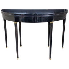 Ebonized Demilune Game Table, circa 1940