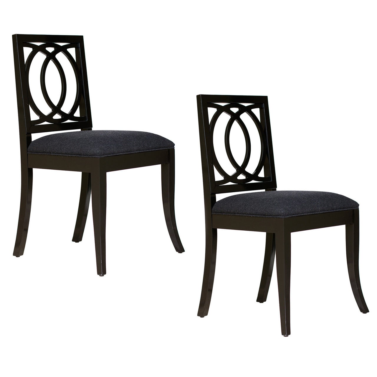 Sydney Side Chair by Robert Brown in Black Lacquer, Pair