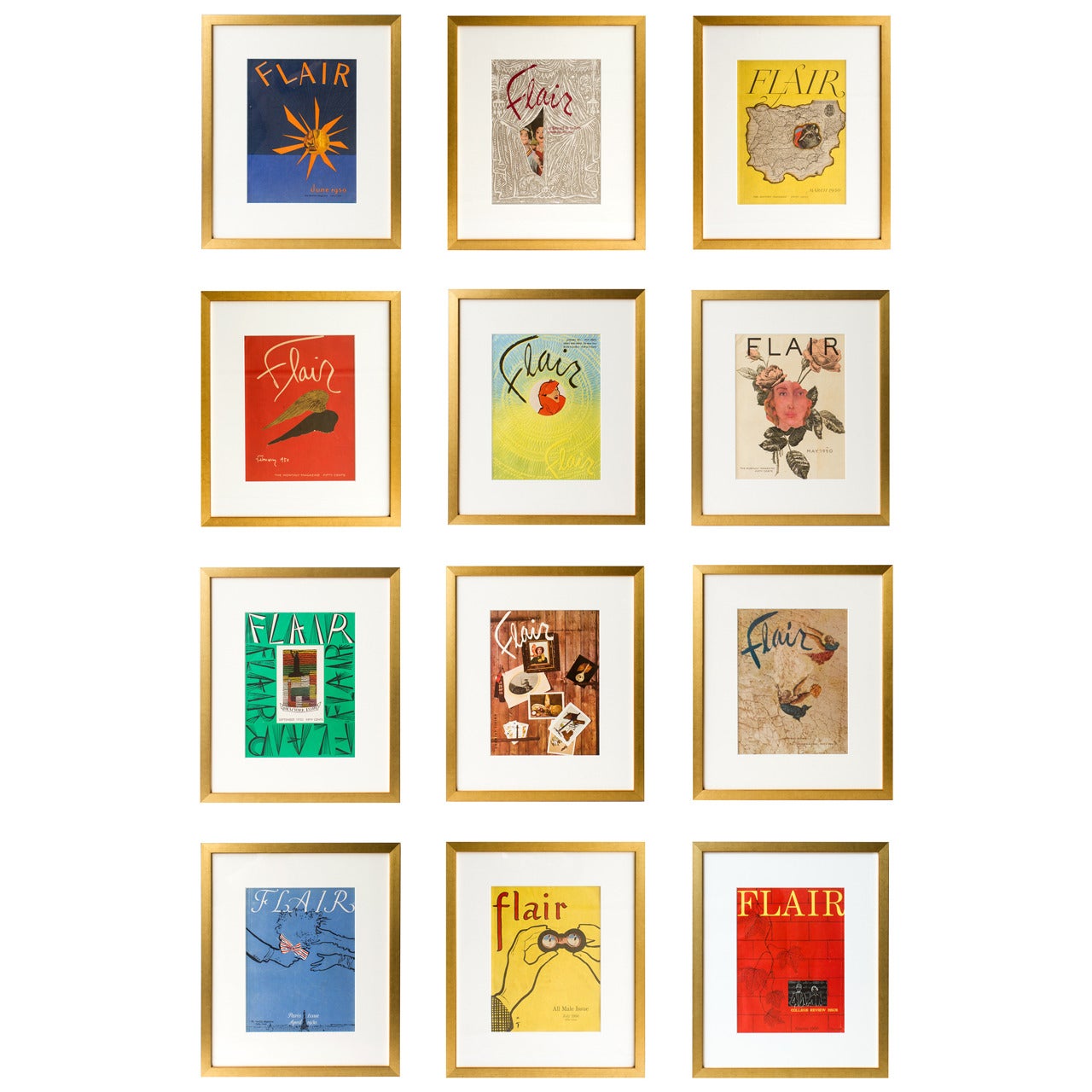 Complete Series of Framed Vintage Flair Magazines