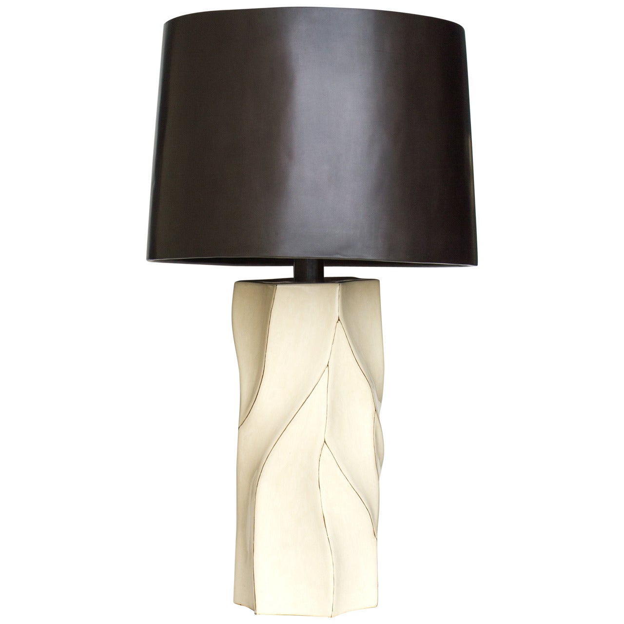 Tree Trunk Cream Lacquer Table Lamp