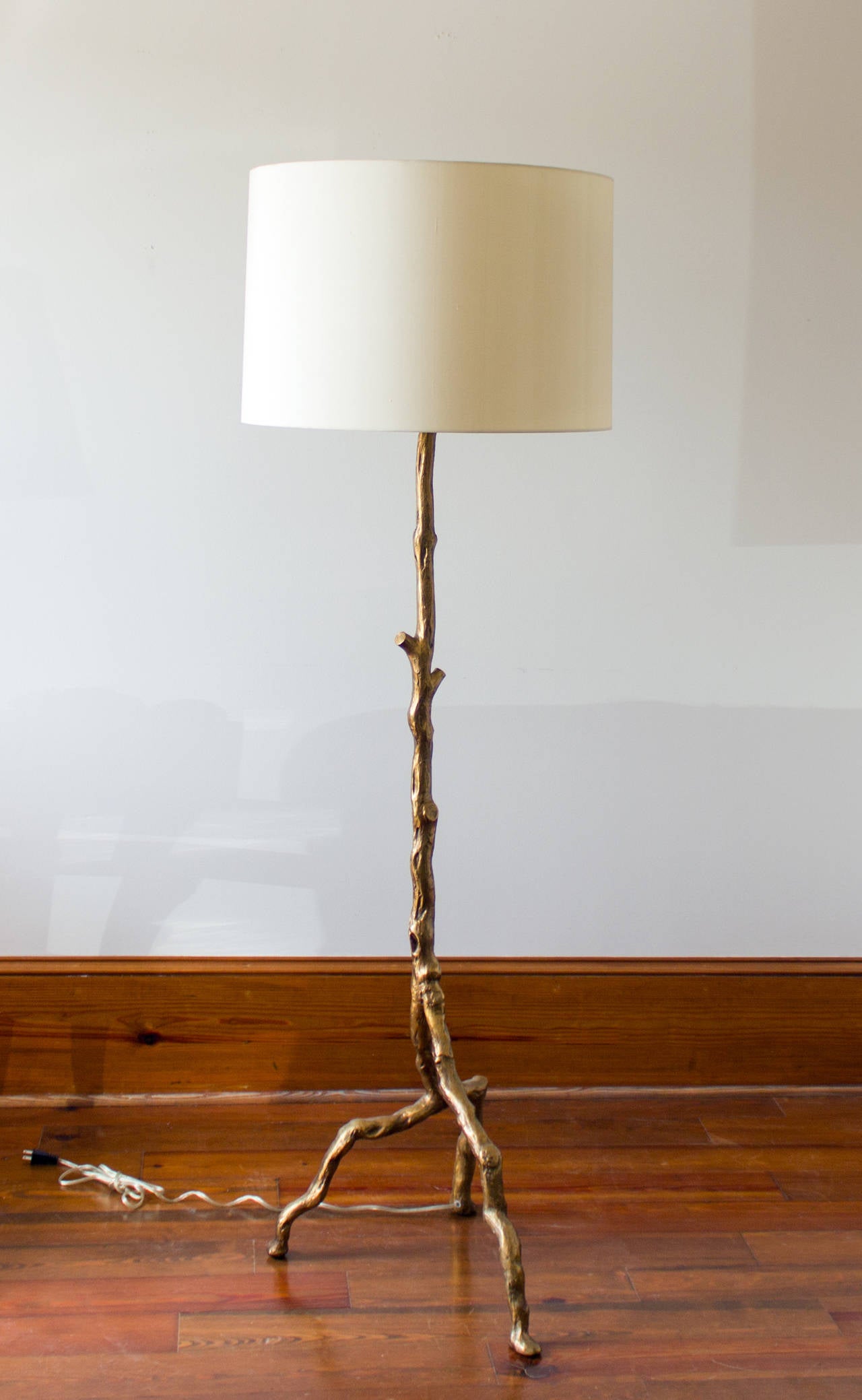 Italian Arbor Floor Lamp in Brass Faux Bois