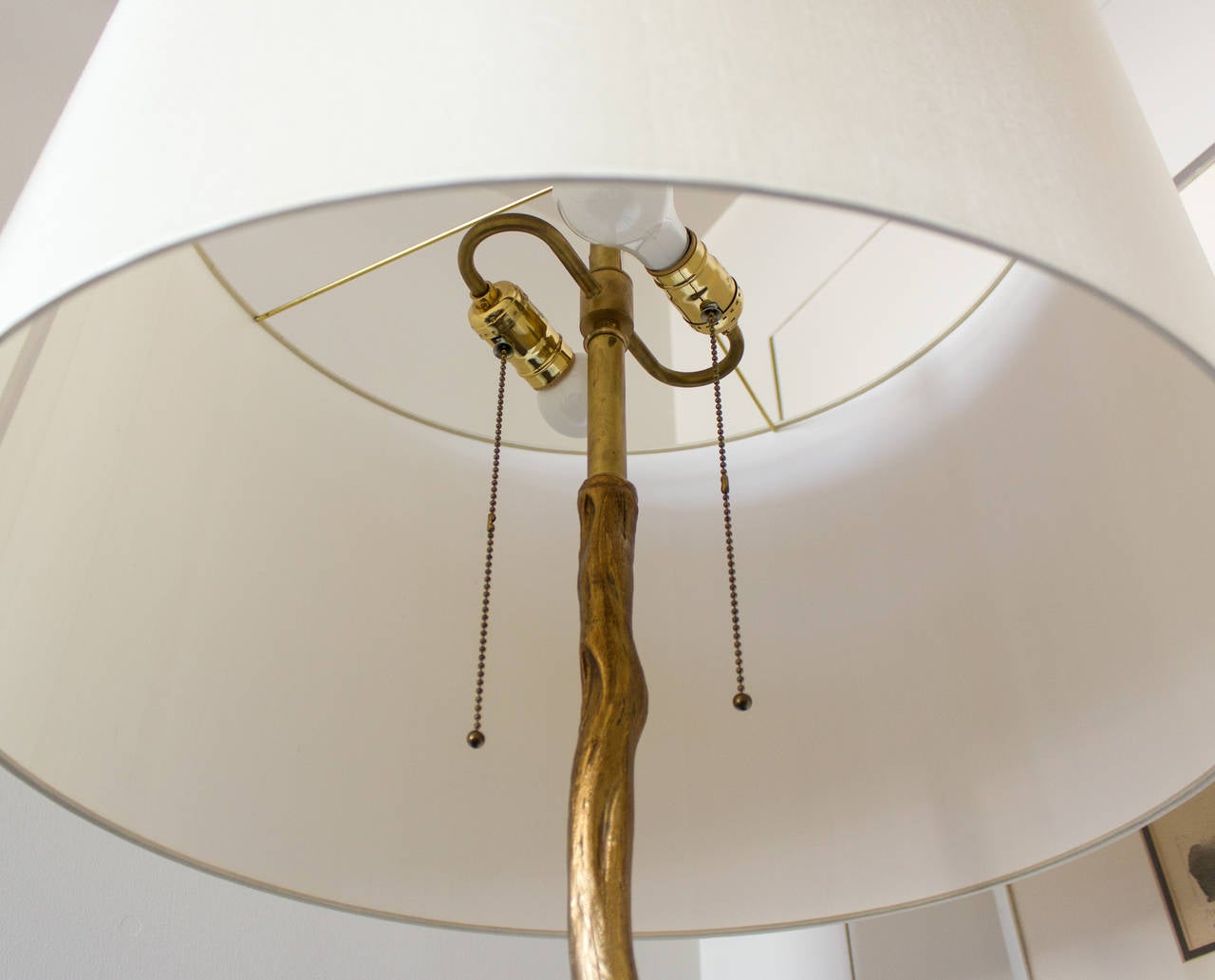 Contemporary Arbor Floor Lamp in Brass Faux Bois