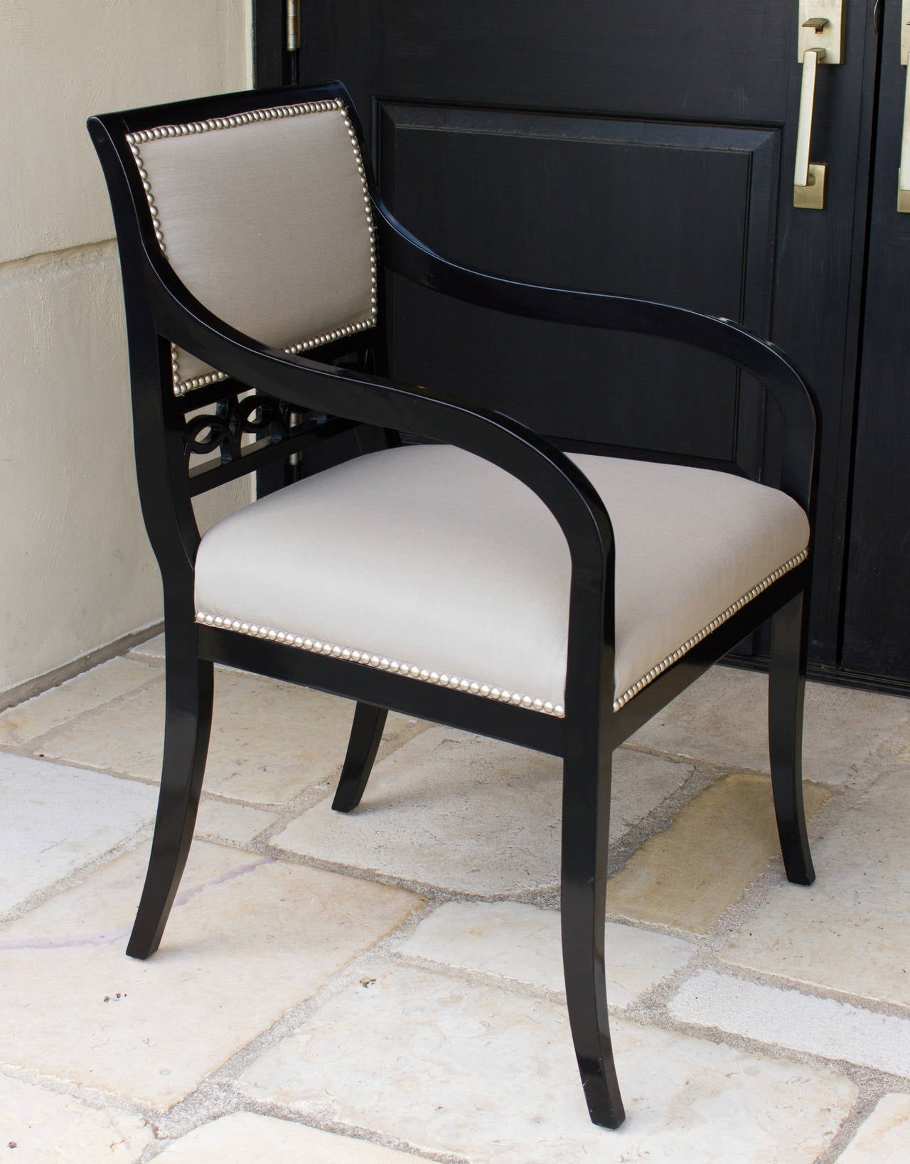 American Classical Chandler Armchairs by Robert Brown in Truffle Lacquer For Sale