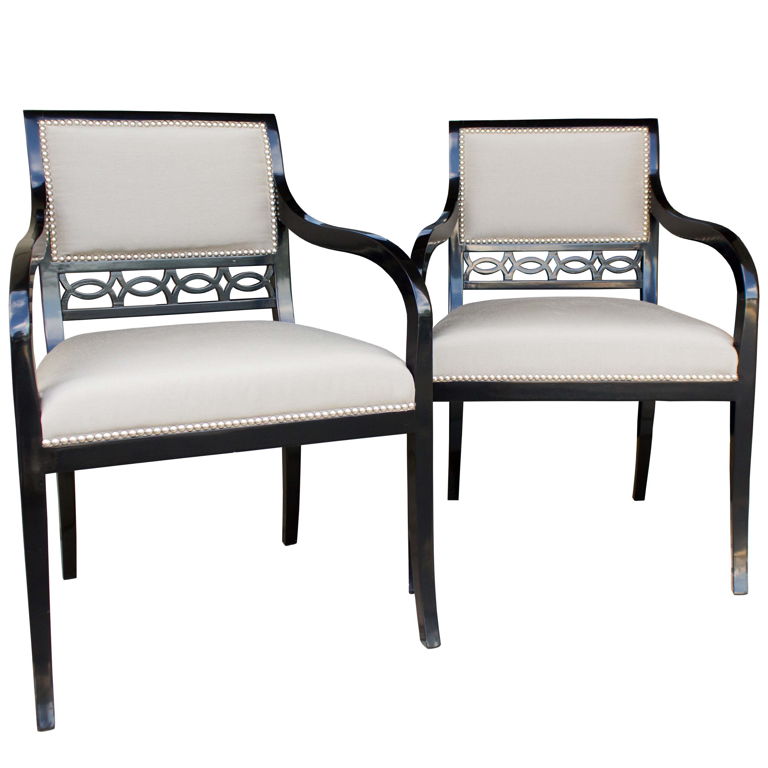 Chandler Armchairs by Robert Brown in Truffle Lacquer For Sale
