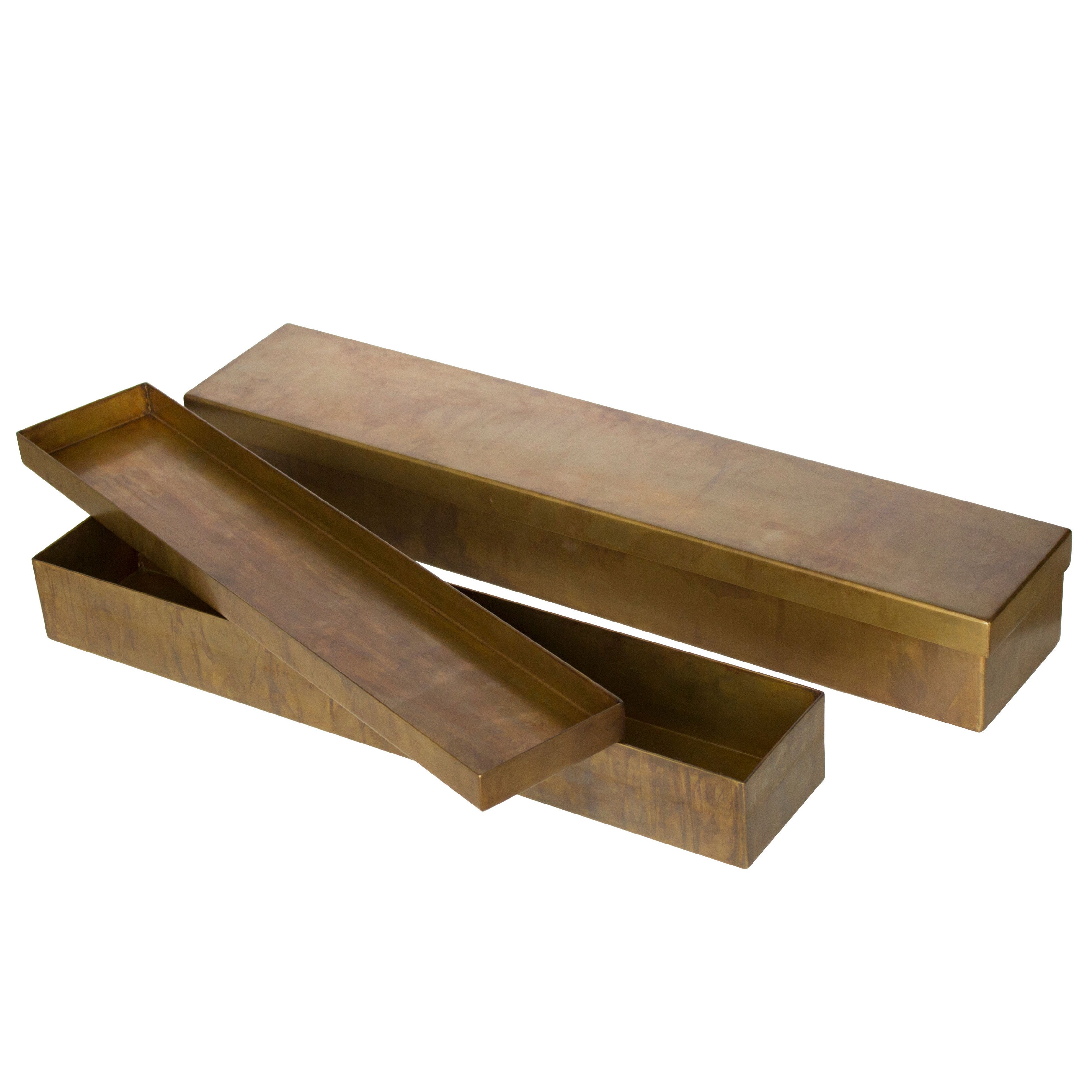 Brass Rectangular Boxes with Lids
