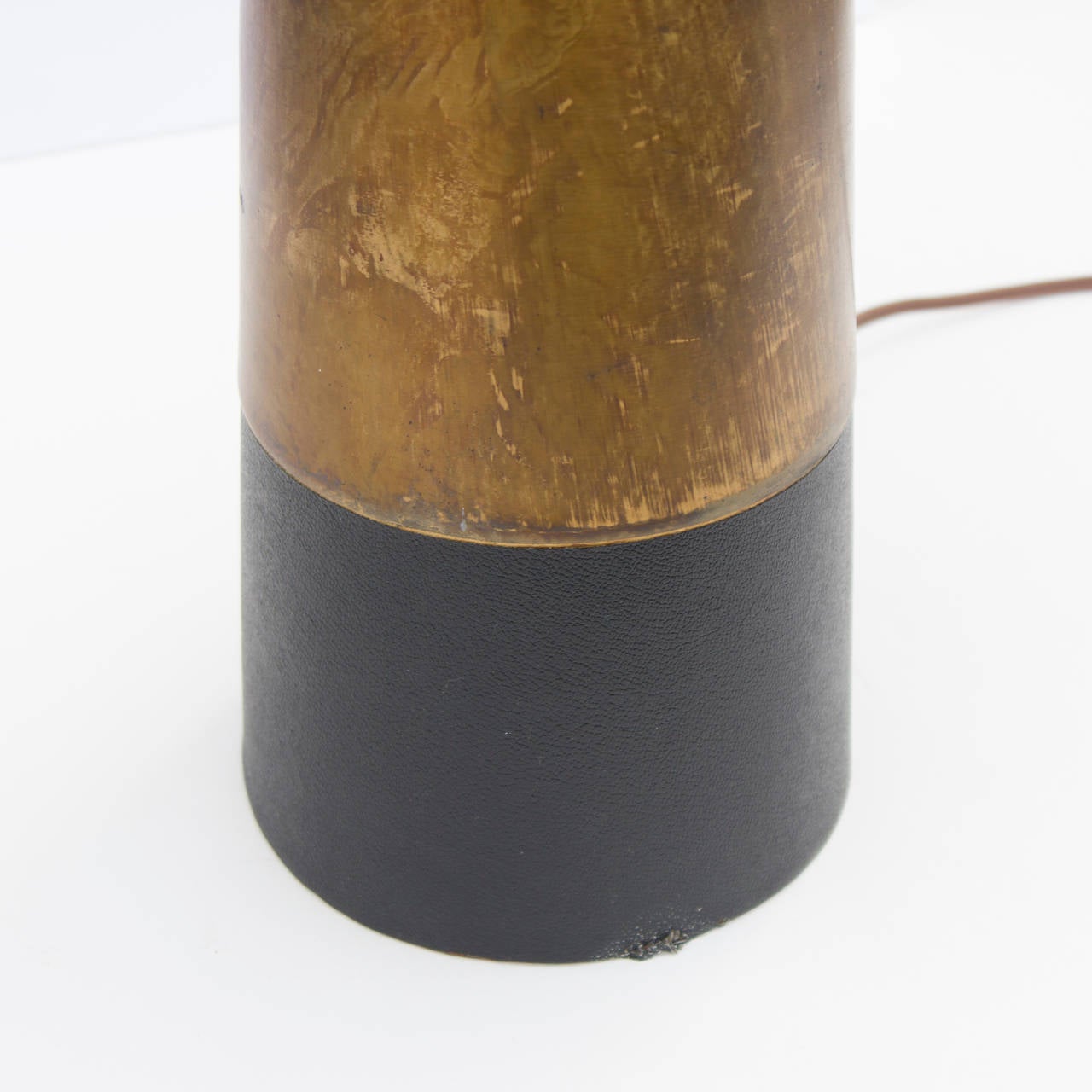 Mid-Century Black Leather and Brushed Chrome Lamps