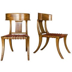 Retro Handsome Pair of Klismos Chairs by Kreiss