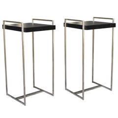 Pair of Steel and Ebonized Wood Side Tables 11