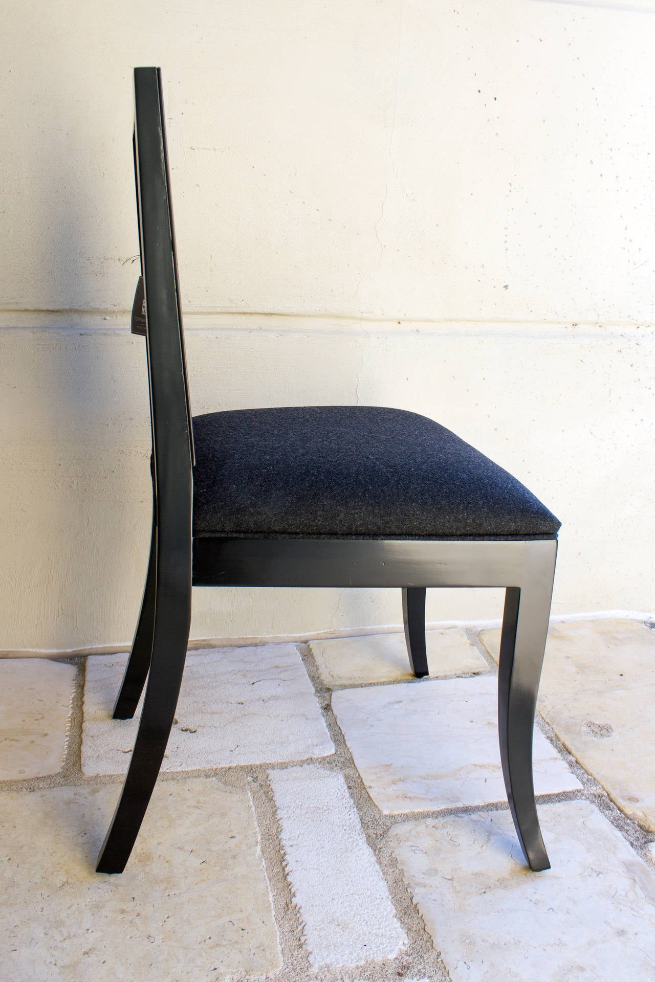 English Sydney Side Chair by Robert Brown in Black Lacquer, Pair