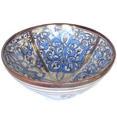 Antique Spanish Hand-Painted Luster Bowl