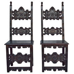Carved Chairs, Pair