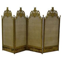 Louis XVI-style Four Panel Firescreen