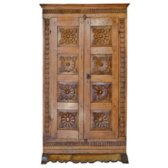 Antique 18th Century Spanish Baroque Carved Cabinet