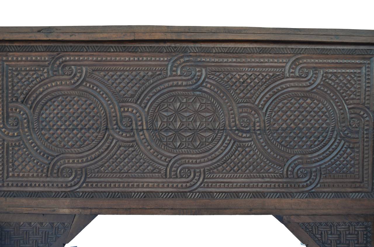 Large 19th Century Spanish Carved Trunk 1