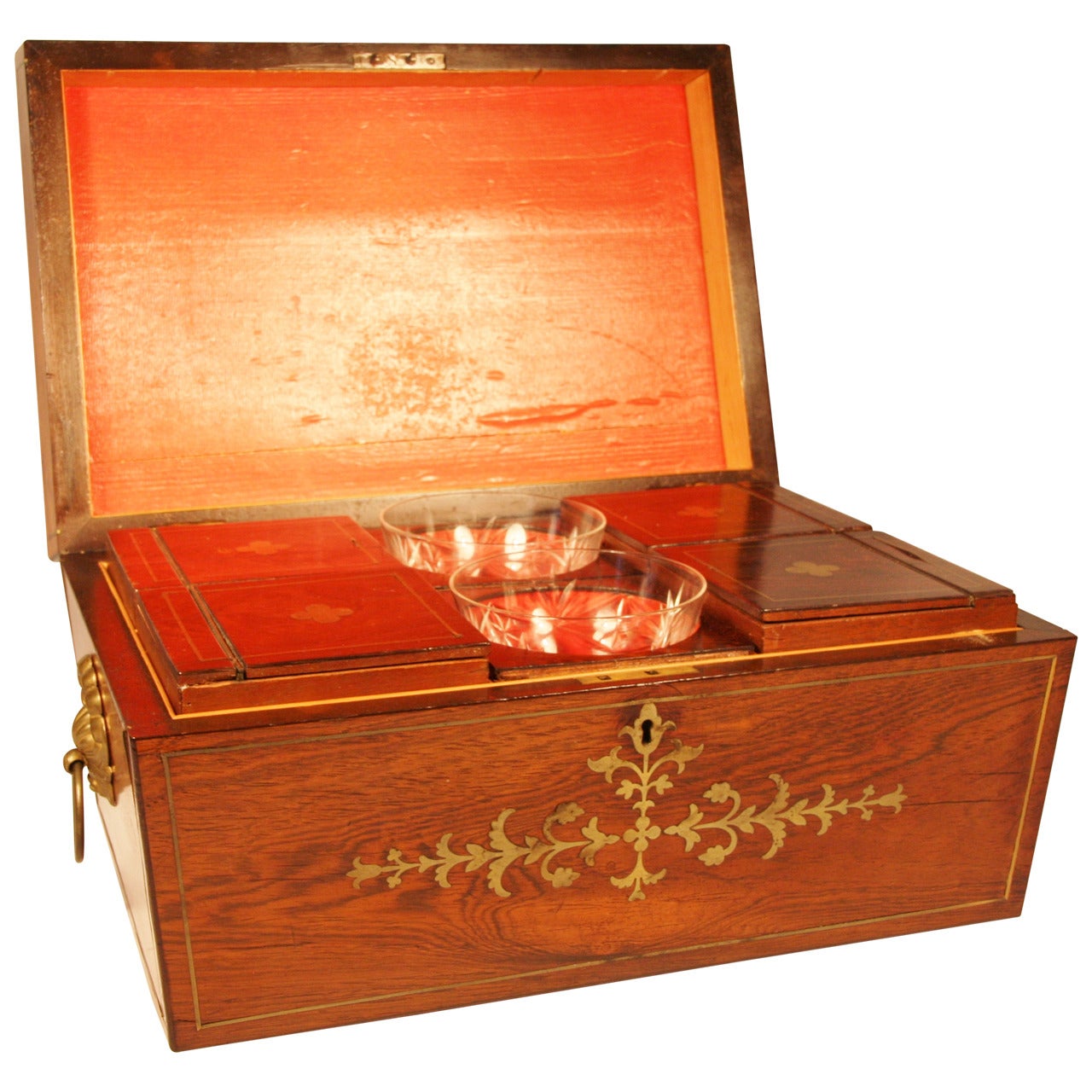 Early 19th Century Regency Brass Inlaid Tea Caddy