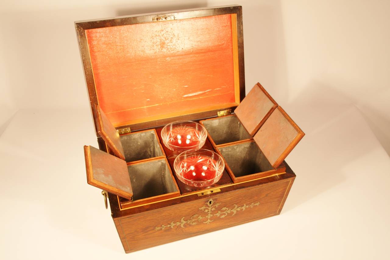 Early 19th Century Regency Brass Inlaid Tea Caddy 3