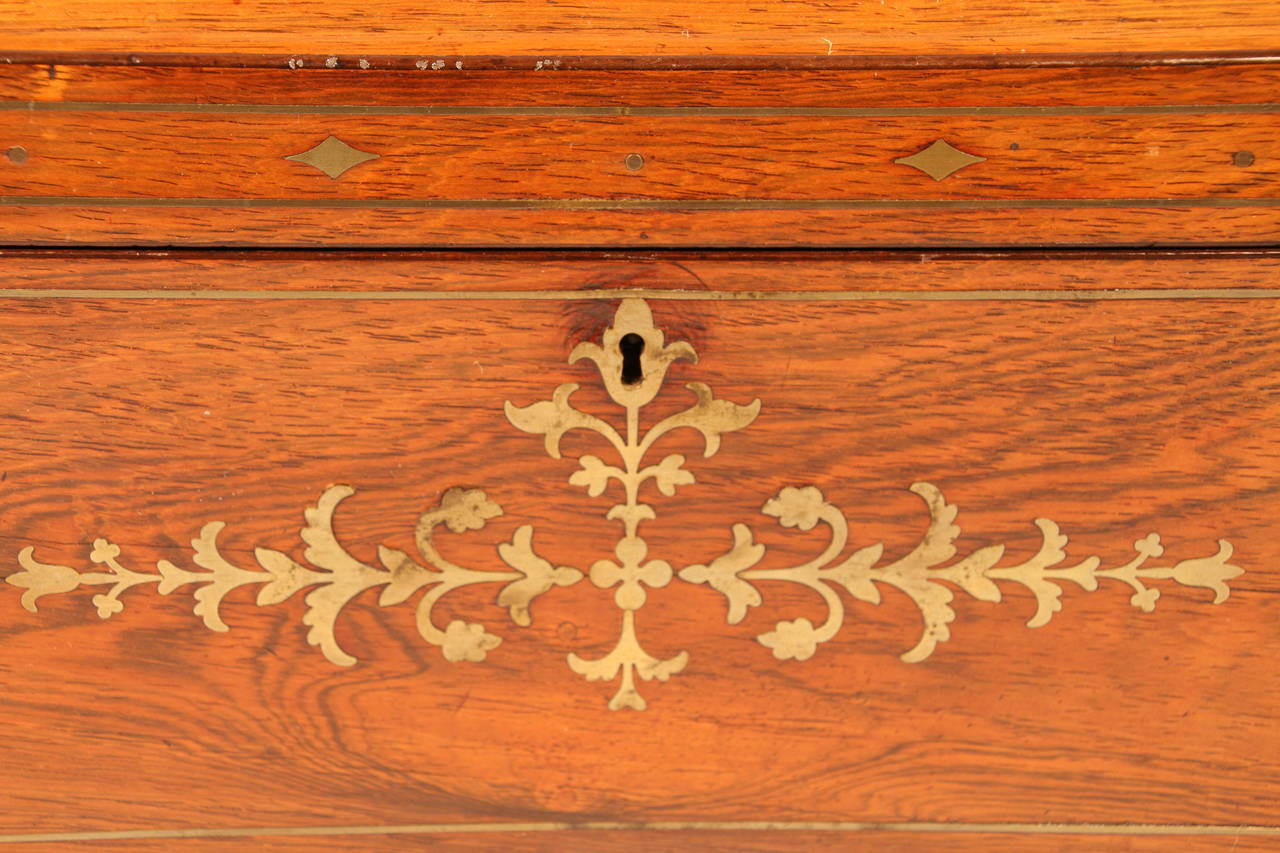 Early 19th Century Regency Brass Inlaid Tea Caddy 2