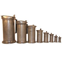 Antique Set of 8 19th Century Graduated Pewter Flagons