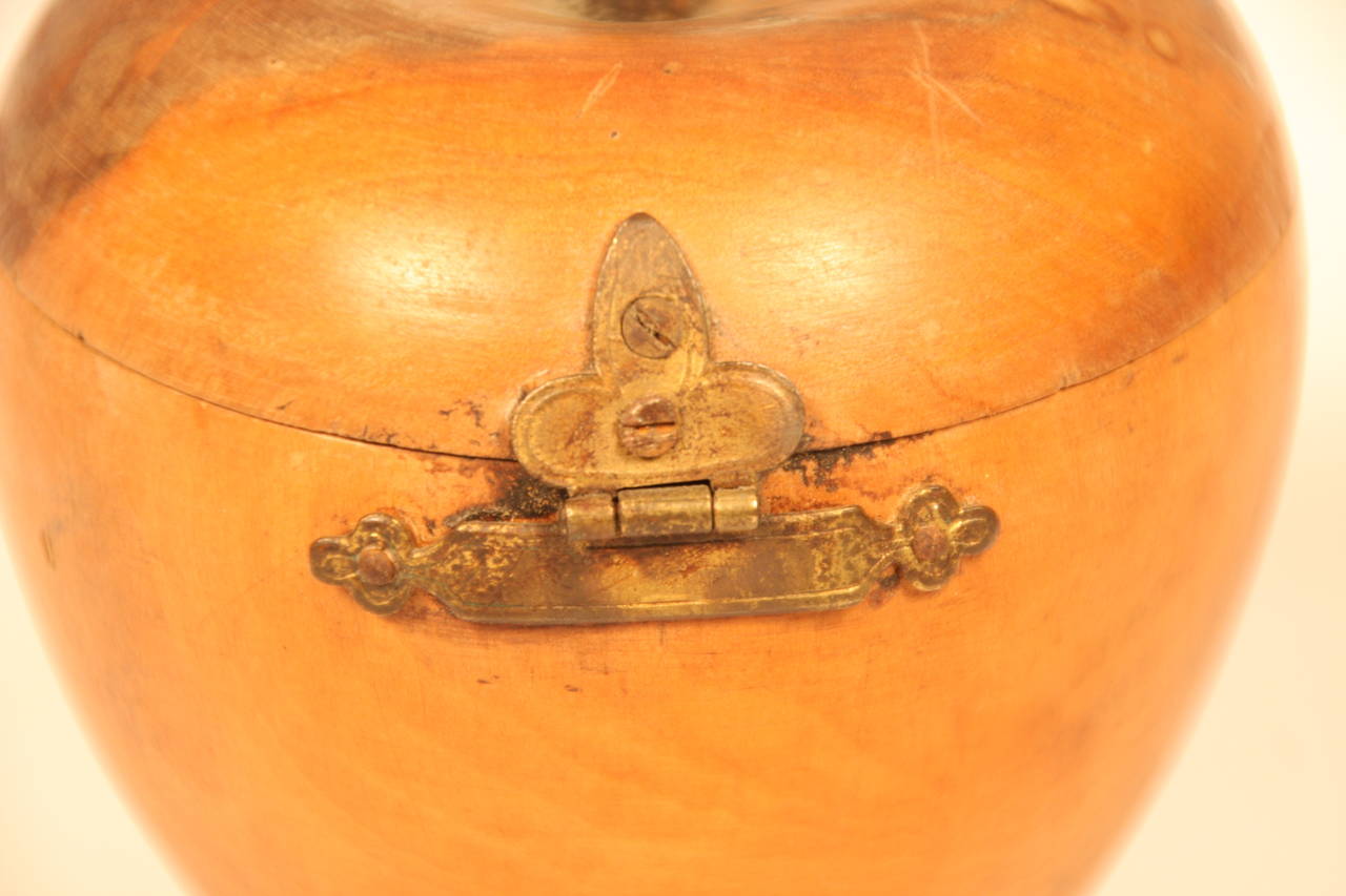 Fruitwood 19th Century Apple-Wood Carved Tea Caddy