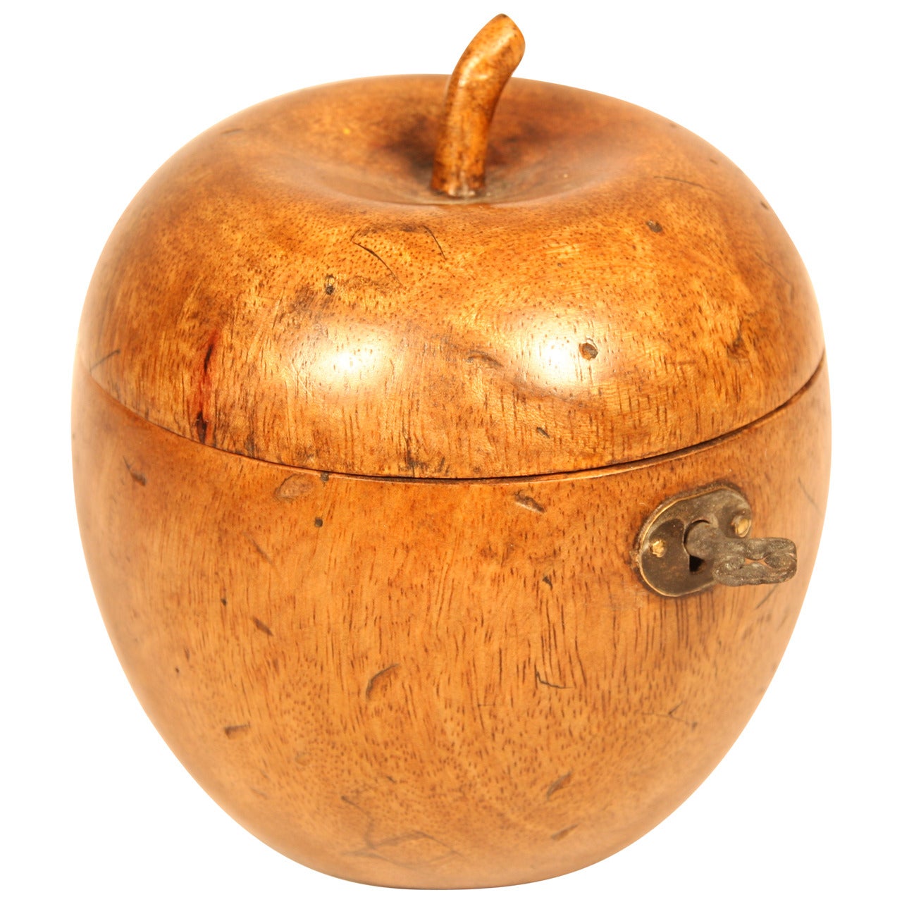 Early 19th Century Fruitwood Carved Apple Tea Caddy