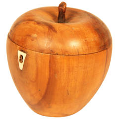Antique 19th Century Apple-Wood Carved Tea Caddy