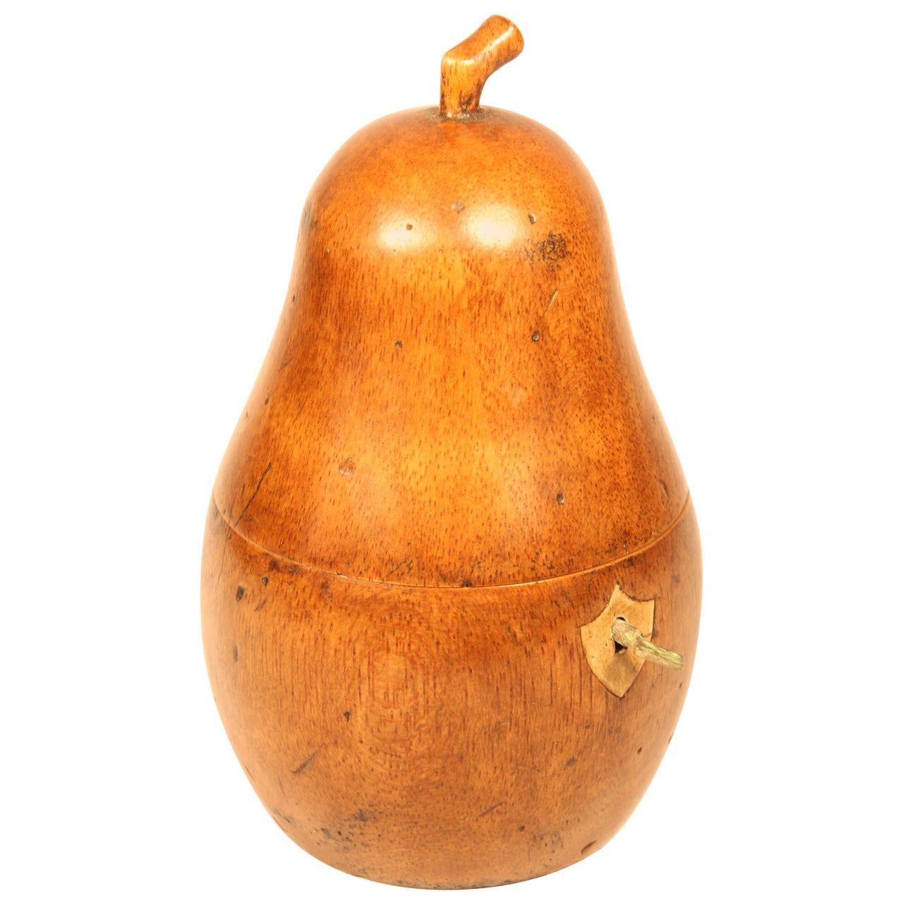 19th Century Fruitwood Carved Pear Tea Caddy
