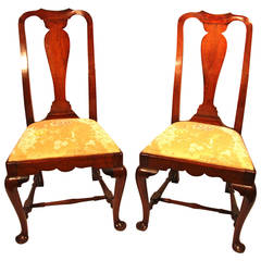 Pair of 18th Century Queen Anne Mahogany Side Chairs