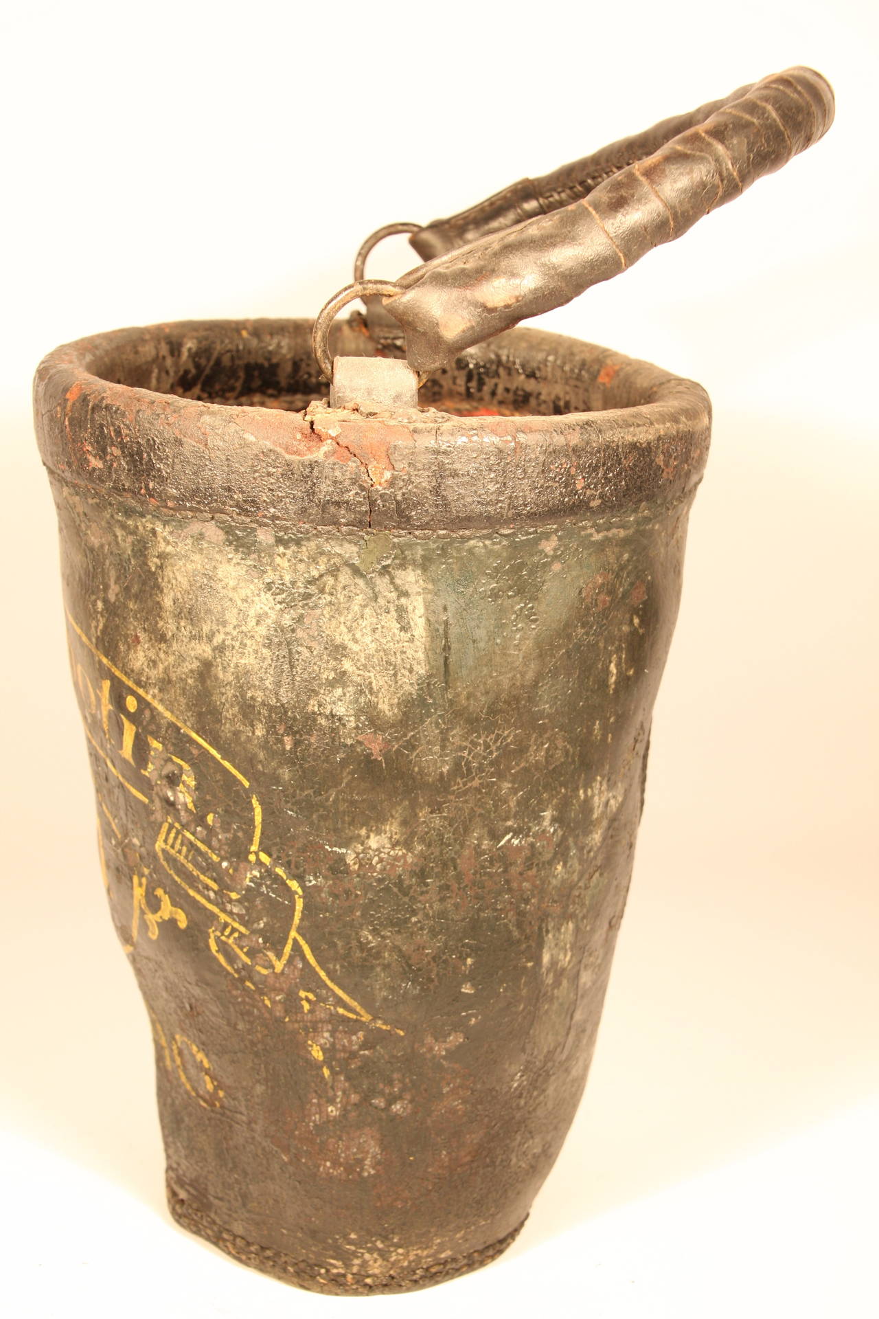 American Colonial 18th Century New England Leather Fire Bucket