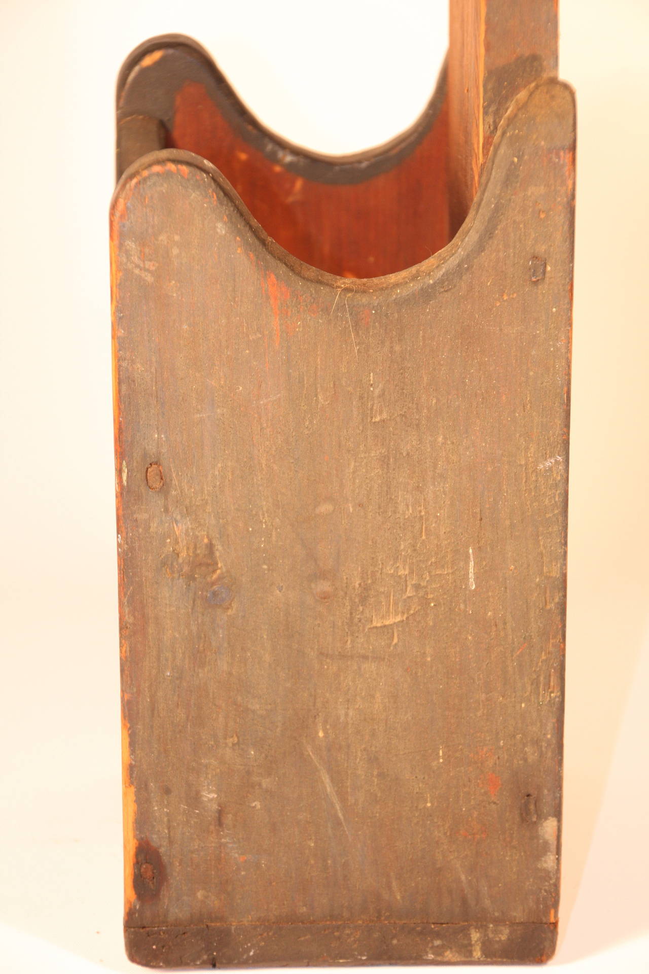 Early 19th Century Hanging Wall Box in Original Blue Paint In Excellent Condition In Woodbury, CT