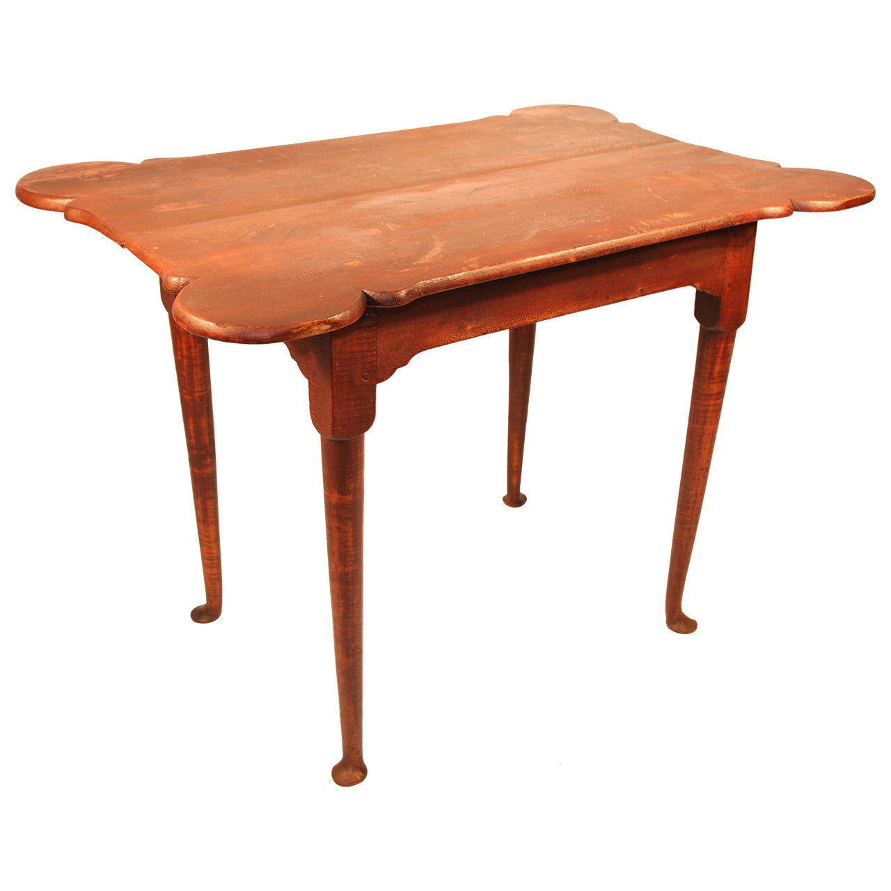Queen Ann Tiger Maple Tavern Table with Porringer Top