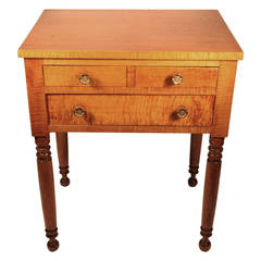 19th Century Pennsylvania Sheraton Figured Maple Work Stand