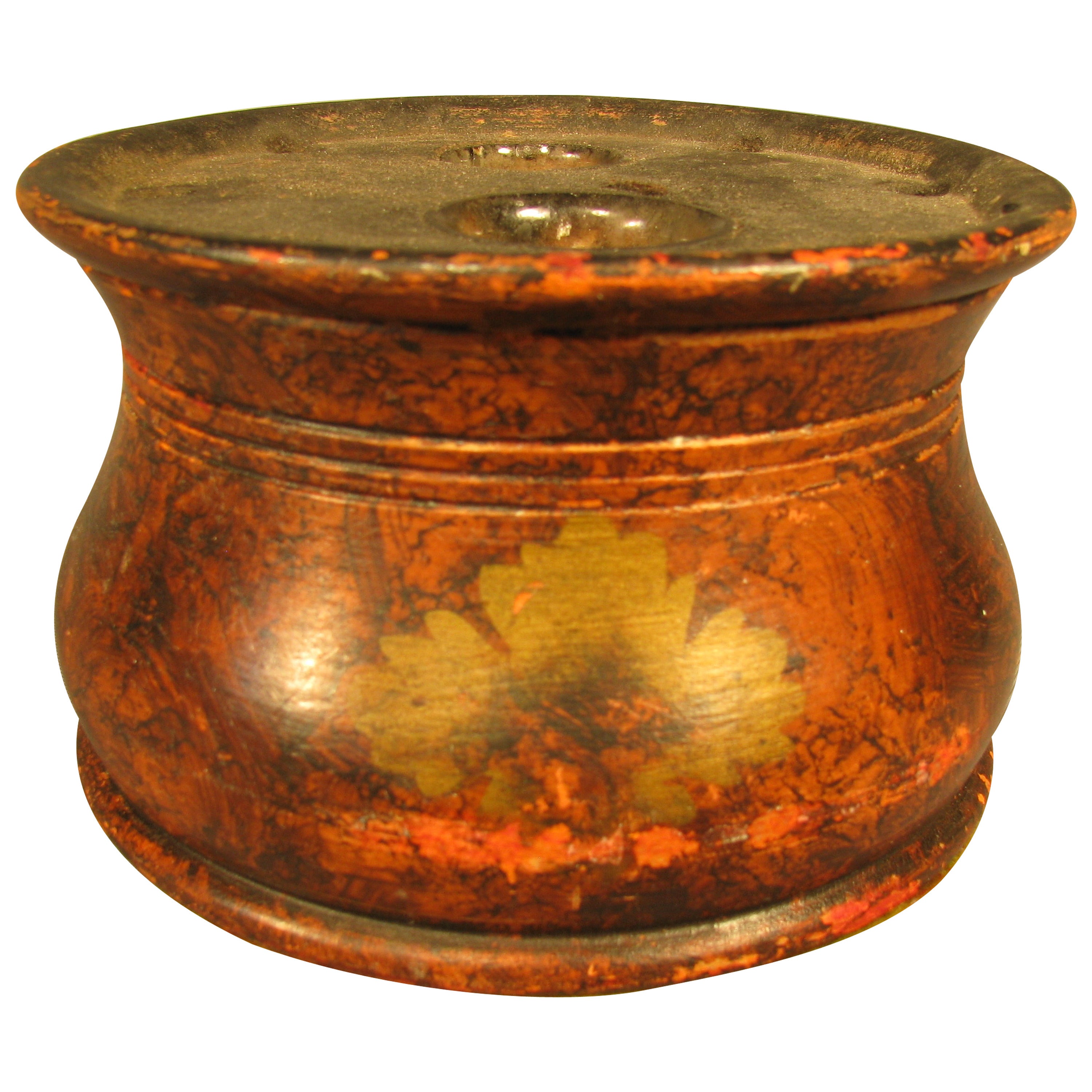 19th Century American Turned and Grain-Painted Inkwell For Sale
