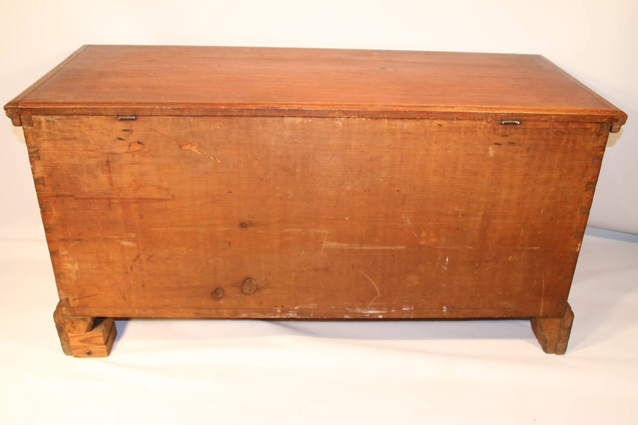 19th Century Red Painted Pine Blanket Chest 3