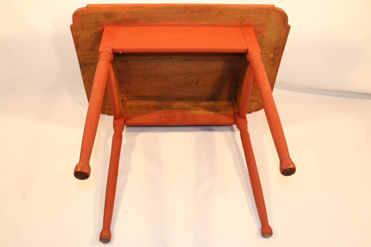 19th Century New England Red Painted Tap Table 2